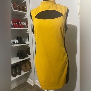 3X Mustard Yellow Dress with black side panels
